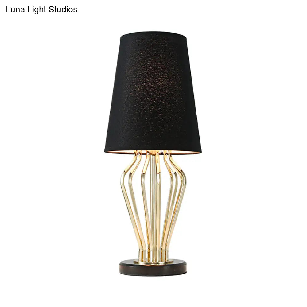 Classic Black/White Table Lamp For Bedroom Barrel Shape Traditional Style 1 Light 8.5/12 Wide