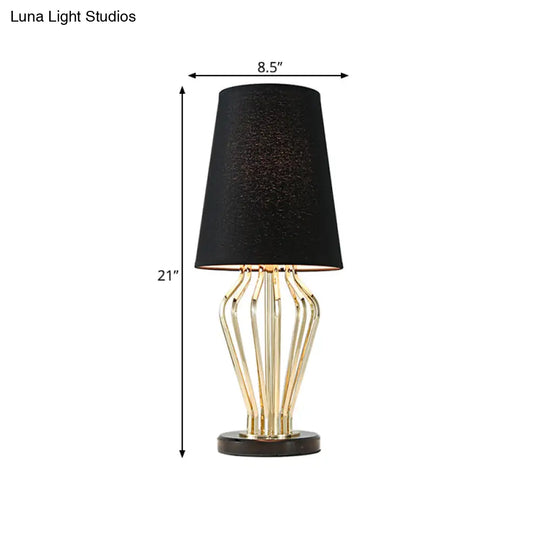 Classic Black/White Table Lamp For Bedroom Barrel Shape Traditional Style 1 Light 8.5/12 Wide