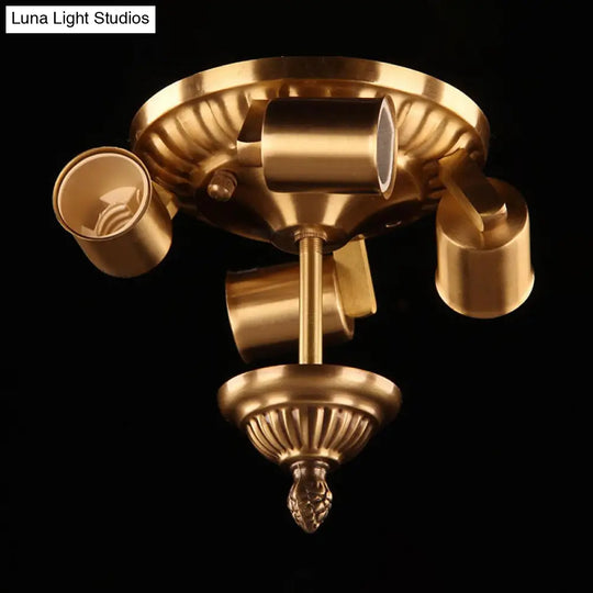 Classic Brass Flush Mount Ceiling Light Fixture With Frost Glass - Ideal For Living Room