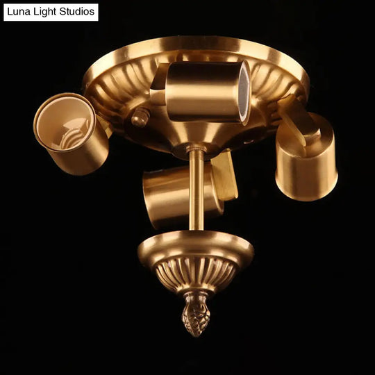Classic Brass Flush Mount Ceiling Light Fixture With Frost Glass - Ideal For Living Room