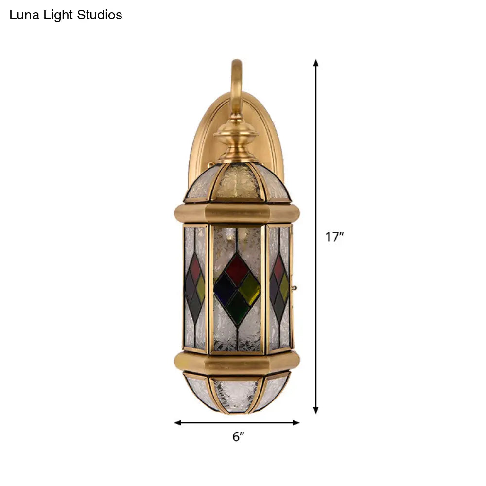 Classic Brass Wall Sconce With Ripple Glass And Gold Capsule Light