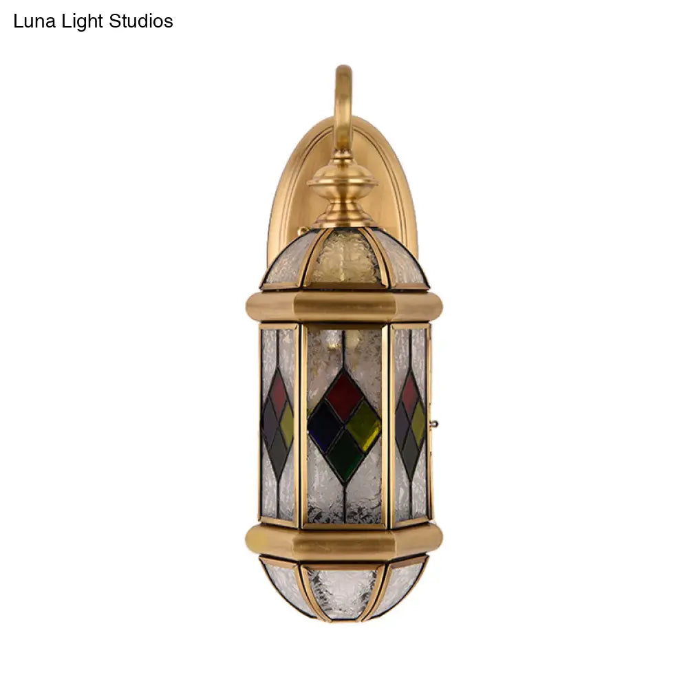 Classic Brass Wall Sconce With Ripple Glass And Gold Capsule Light