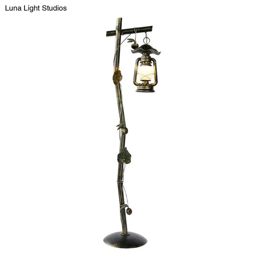 Classic Bronze Tree Shaped Floor Light With Oil Lamp Design For Study Room - 1-Light Metal Standing