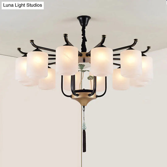 Classic Caged Hanging Chandelier - 6/8/10 Lights Black Metal Pendant Lighting Fixture