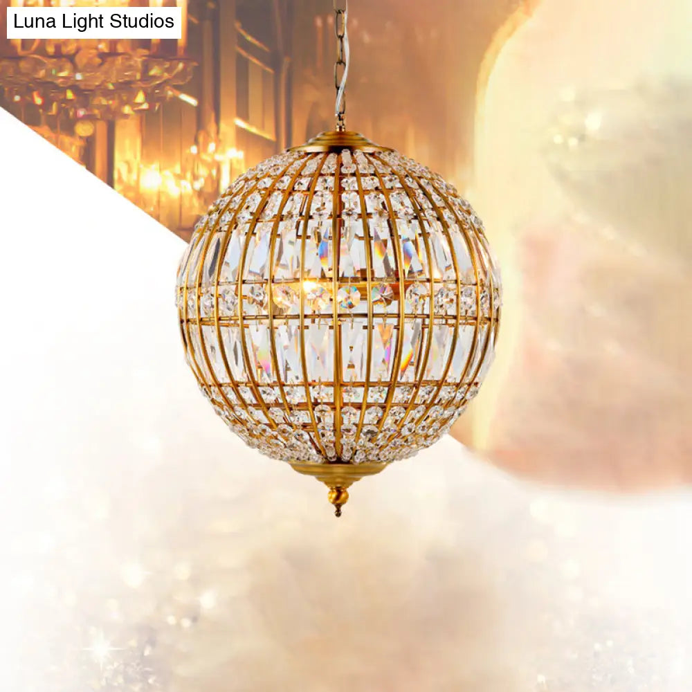 Classic Clear Crystal Sphere Pendant Chandelier For Dining Room Down Lighting