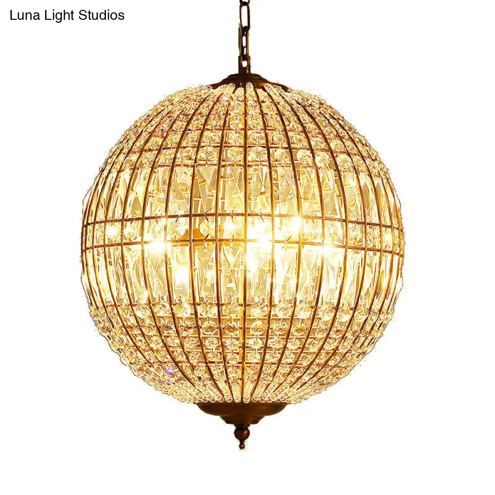 Classic Clear Crystal Sphere Pendant Chandelier For Dining Room Down Lighting