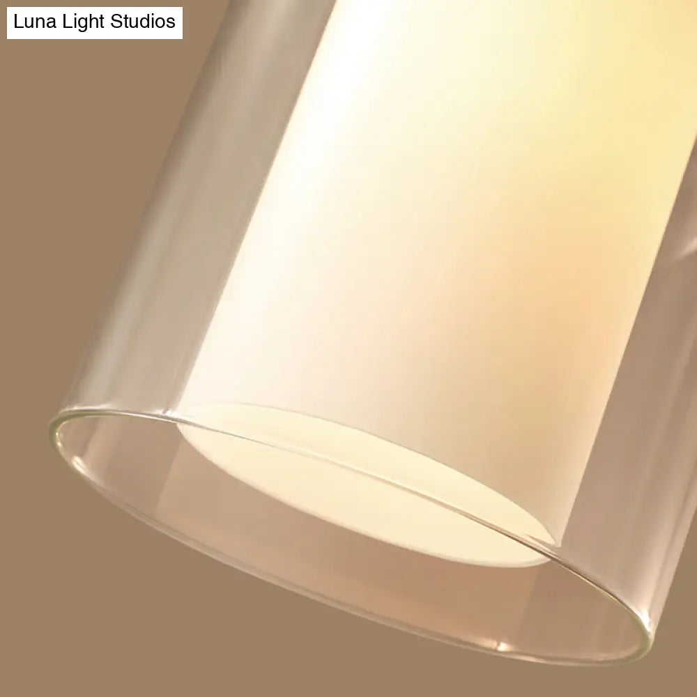 Classic Clear Glass Flush Mount Lamp - Gold Cylinder Ceiling Light Fixture For Living Room