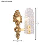 Classic Clear Lattice Glass Bedside Wall Sconce - Brass Half-Bulb Lighting Fixture