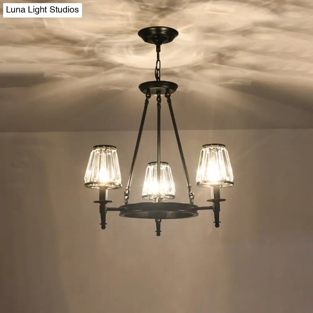 Classic Cone Crystal Prism Chandelier For Living Room Ceiling