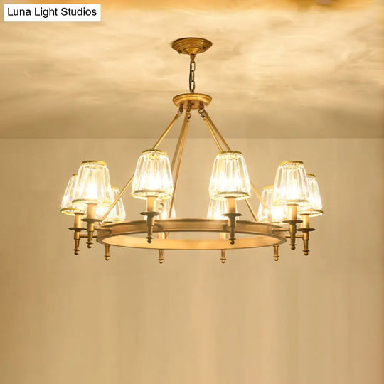 Classic Cone Crystal Prism Chandelier For Living Room Ceiling