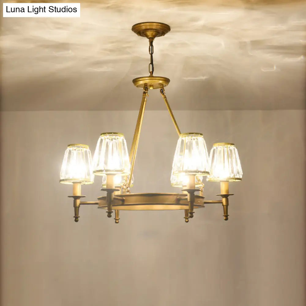 Classic Cone Crystal Prism Chandelier For Living Room Ceiling