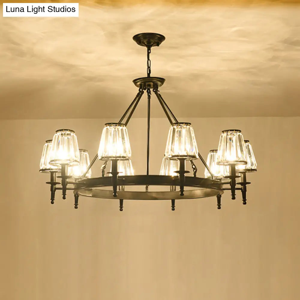 Classic Cone Crystal Prism Chandelier For Living Room Ceiling