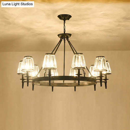 Classic Cone Crystal Prism Chandelier For Living Room Ceiling