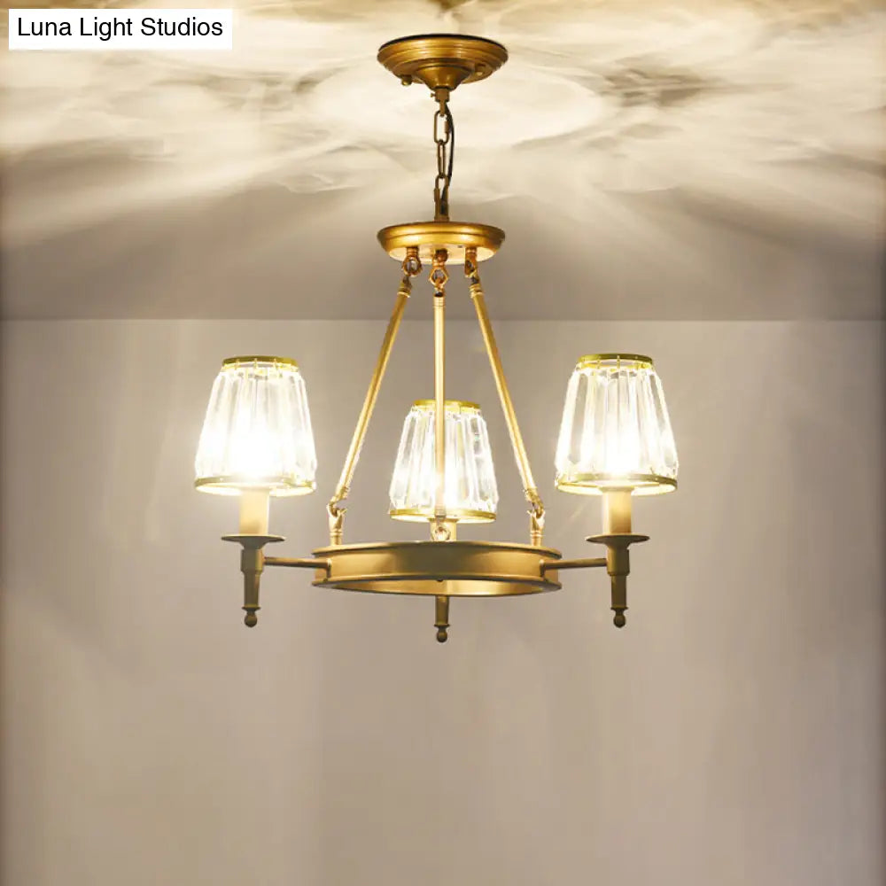 Classic Cone Crystal Prism Chandelier For Living Room Ceiling