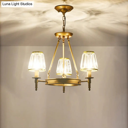 Classic Cone Crystal Prism Chandelier For Living Room Ceiling