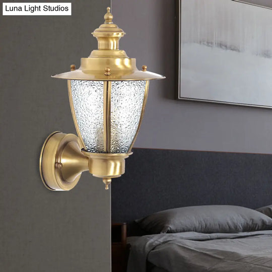 Classic Cone Sconce: Clear/Textured White Glass | Wall Mounted Stairway Light Fixture