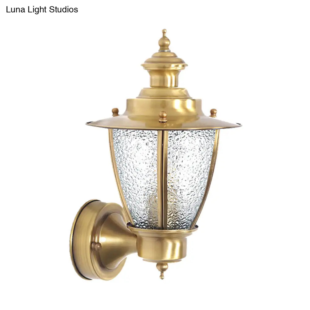 Classic Cone Sconce: Clear/Textured White Glass | Wall Mounted Stairway Light Fixture