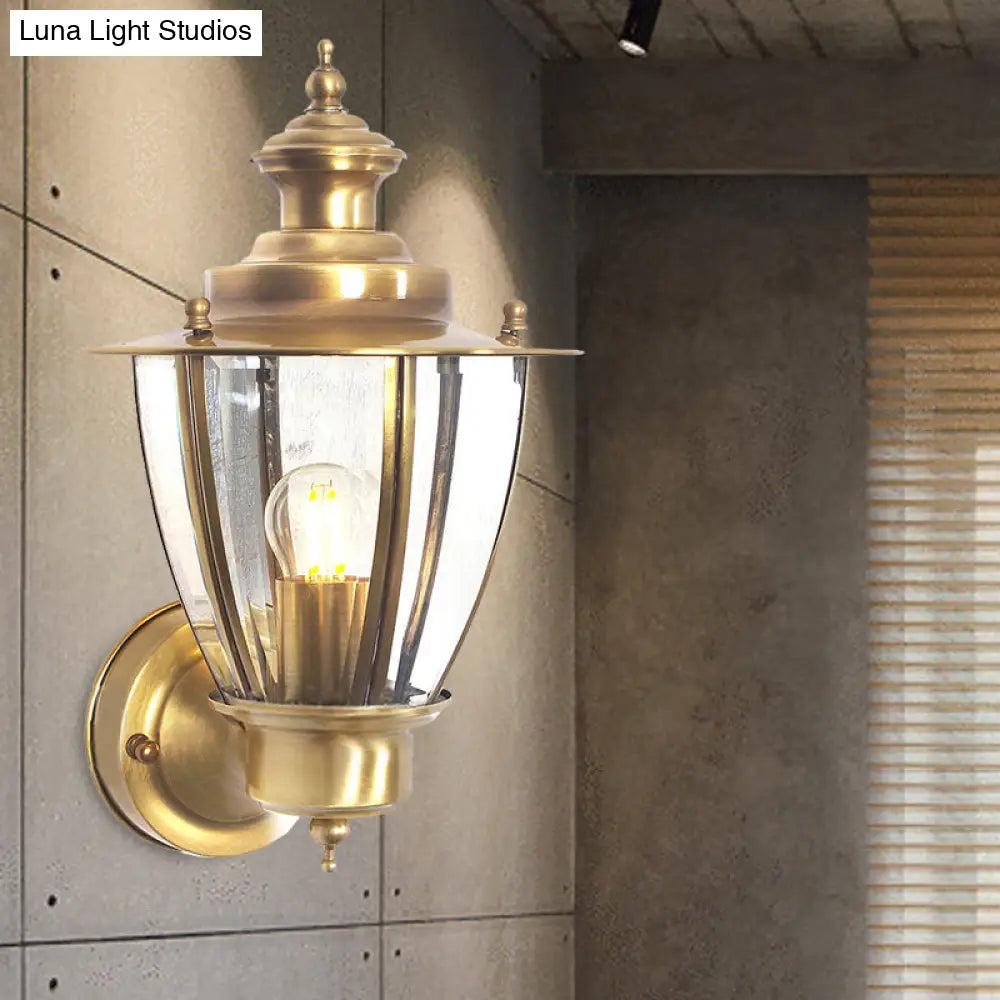 Classic Cone Sconce: Clear/Textured White Glass | Wall Mounted Stairway Light Fixture