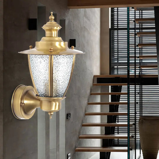 Classic Cone Sconce: Clear/Textured White Glass | Wall Mounted Stairway Light Fixture Textured