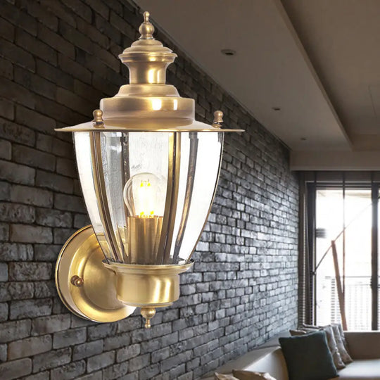 Classic Cone Sconce: Clear/Textured White Glass | Wall Mounted Stairway Light Fixture Clear