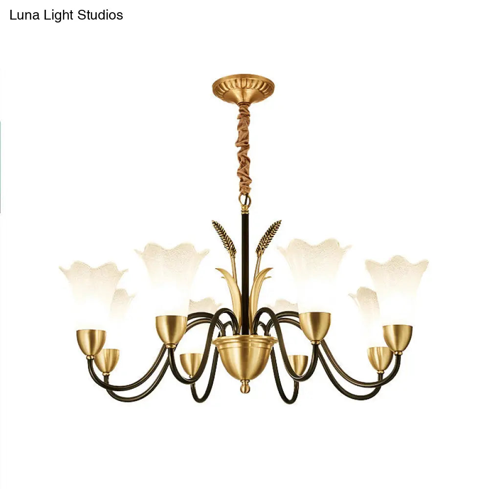 Classic Cream Frosted Glass Gold Pendant Chandelier For Dining Room Ambiance