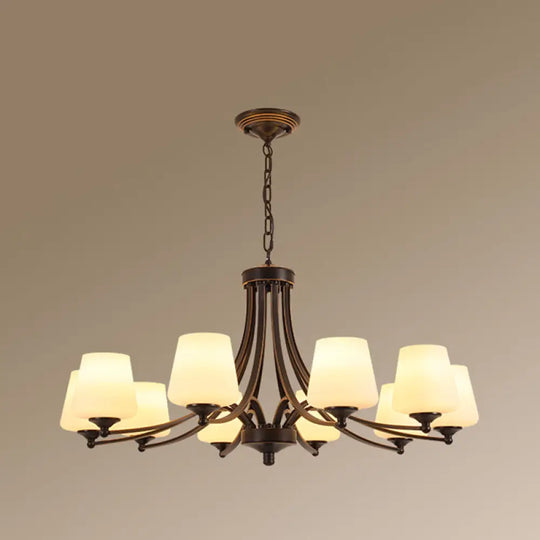 Classic Cream Glass Chandelier Pendant Light For Dining Rooms 10 / Black