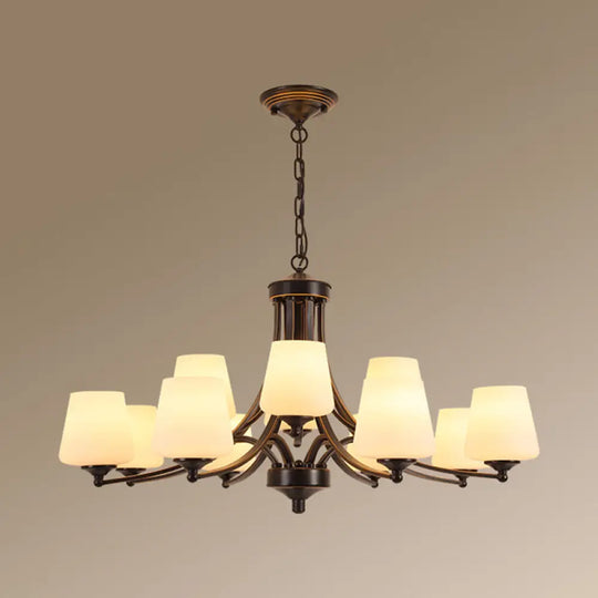 Classic Cream Glass Chandelier Pendant Light For Dining Rooms 12 / Black