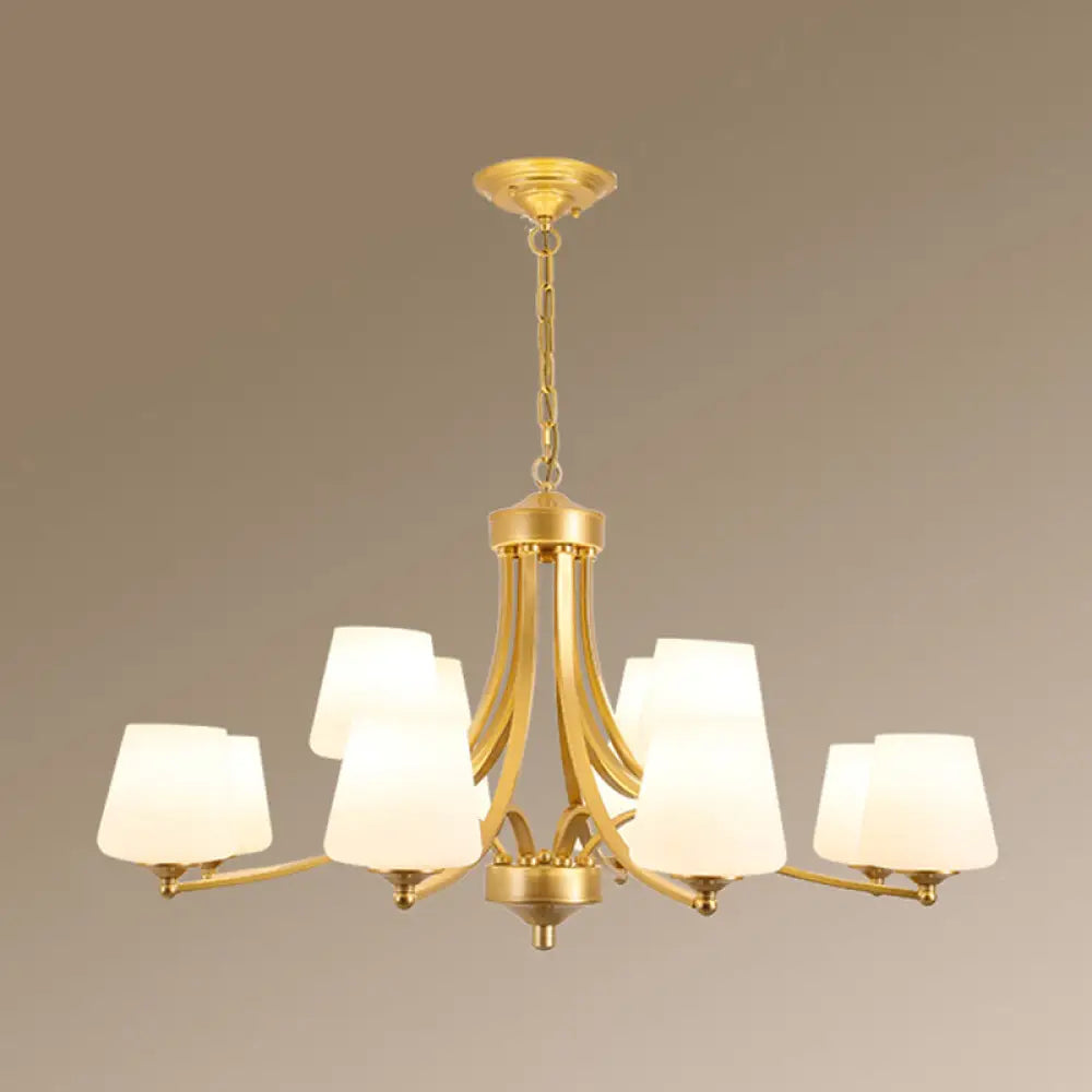 Classic Cream Glass Chandelier Pendant Light For Dining Rooms 12 / Gold