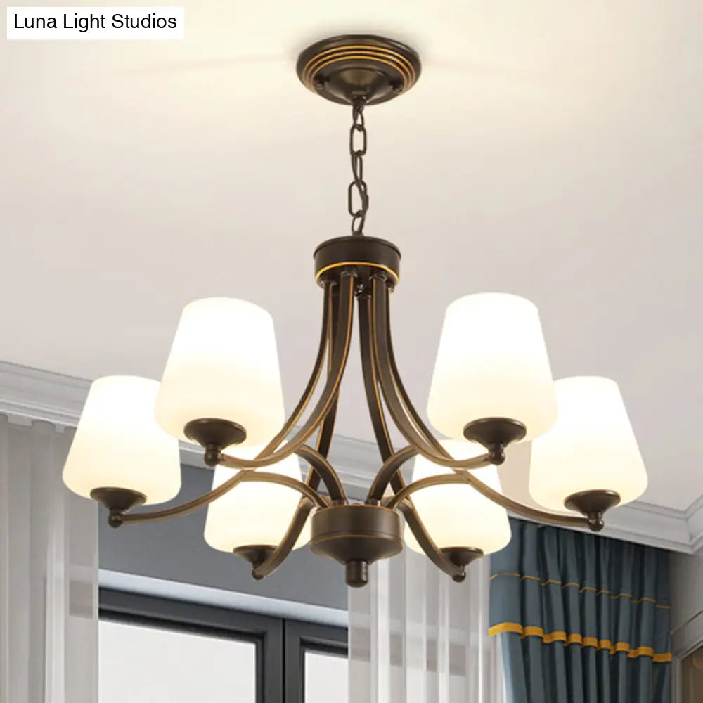 Classic Cream Glass Chandelier Pendant Light For Dining Rooms