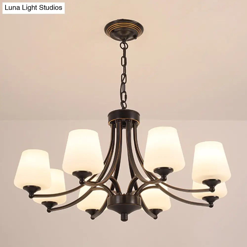 Classic Cream Glass Chandelier Pendant Light For Dining Rooms