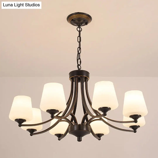 Classic Cream Glass Chandelier Pendant Light For Dining Rooms