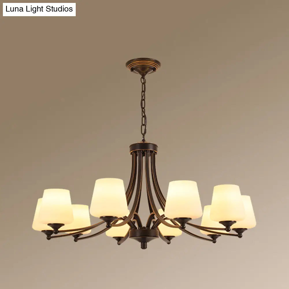 Classic Cream Glass Chandelier Pendant Light For Dining Rooms