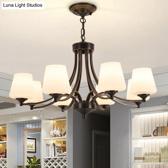 Classic Cream Glass Chandelier Pendant Light For Dining Rooms