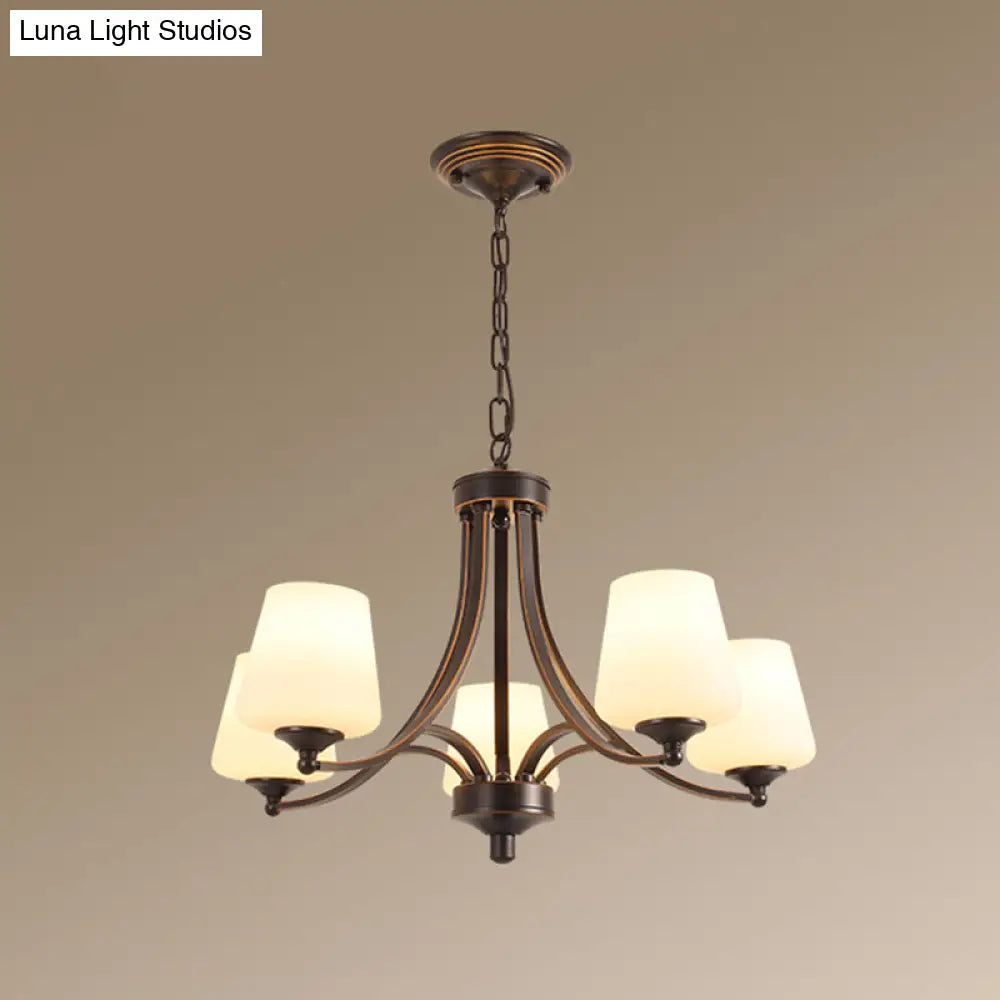 Classic Cream Glass Chandelier Pendant Light For Dining Rooms