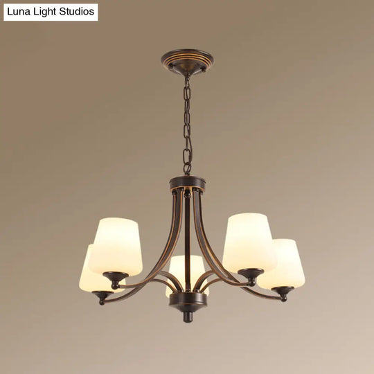 Classic Cream Glass Chandelier Pendant Light For Dining Rooms