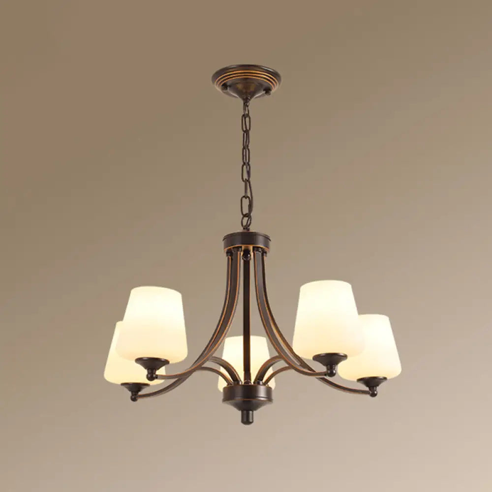 Classic Cream Glass Chandelier Pendant Light For Dining Rooms 5 / Black