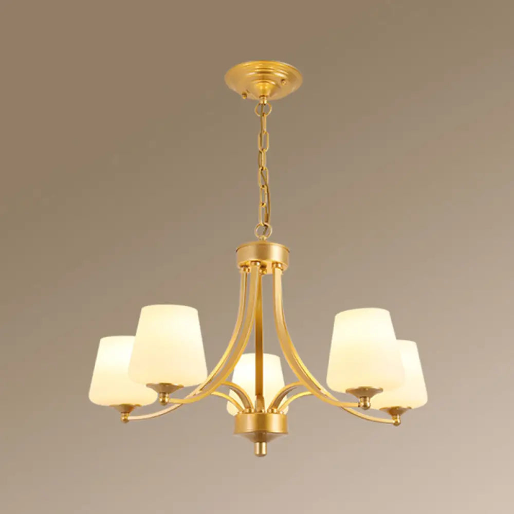 Classic Cream Glass Chandelier Pendant Light For Dining Rooms 5 / Gold