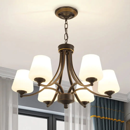 Classic Cream Glass Chandelier Pendant Light For Dining Rooms 6 / Black