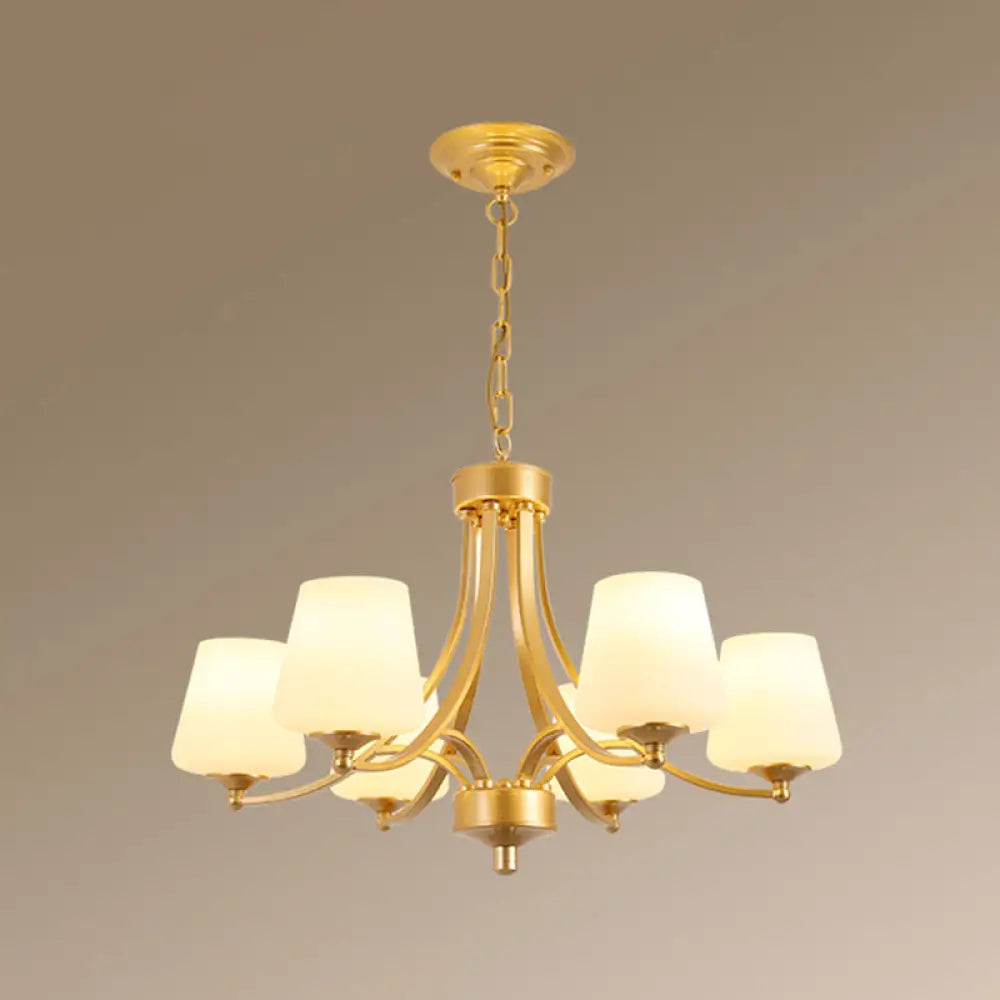 Classic Cream Glass Chandelier Pendant Light For Dining Rooms 6 / Gold