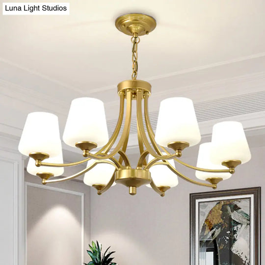 Classic Cream Glass Chandelier Pendant Light For Dining Rooms