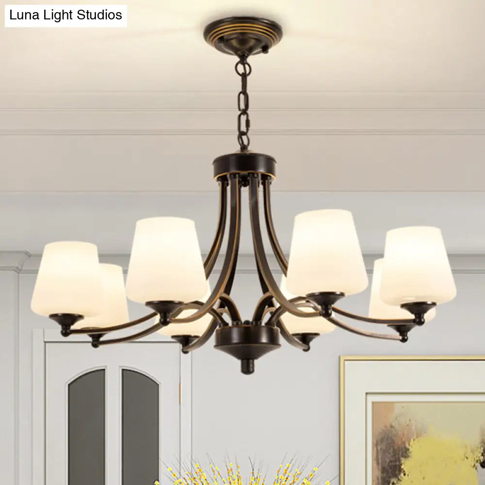 Classic Cream Glass Chandelier Pendant Light For Dining Rooms