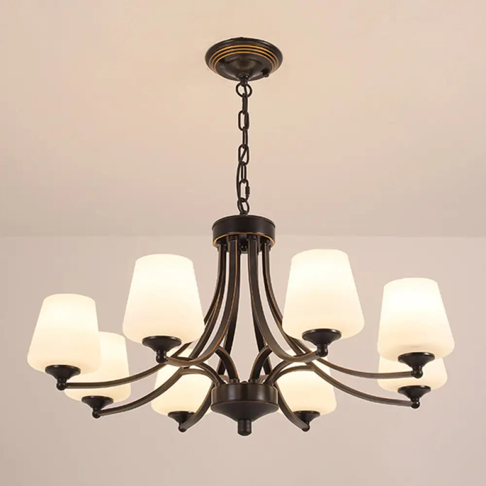 Classic Cream Glass Chandelier Pendant Light For Dining Rooms 8 / Black