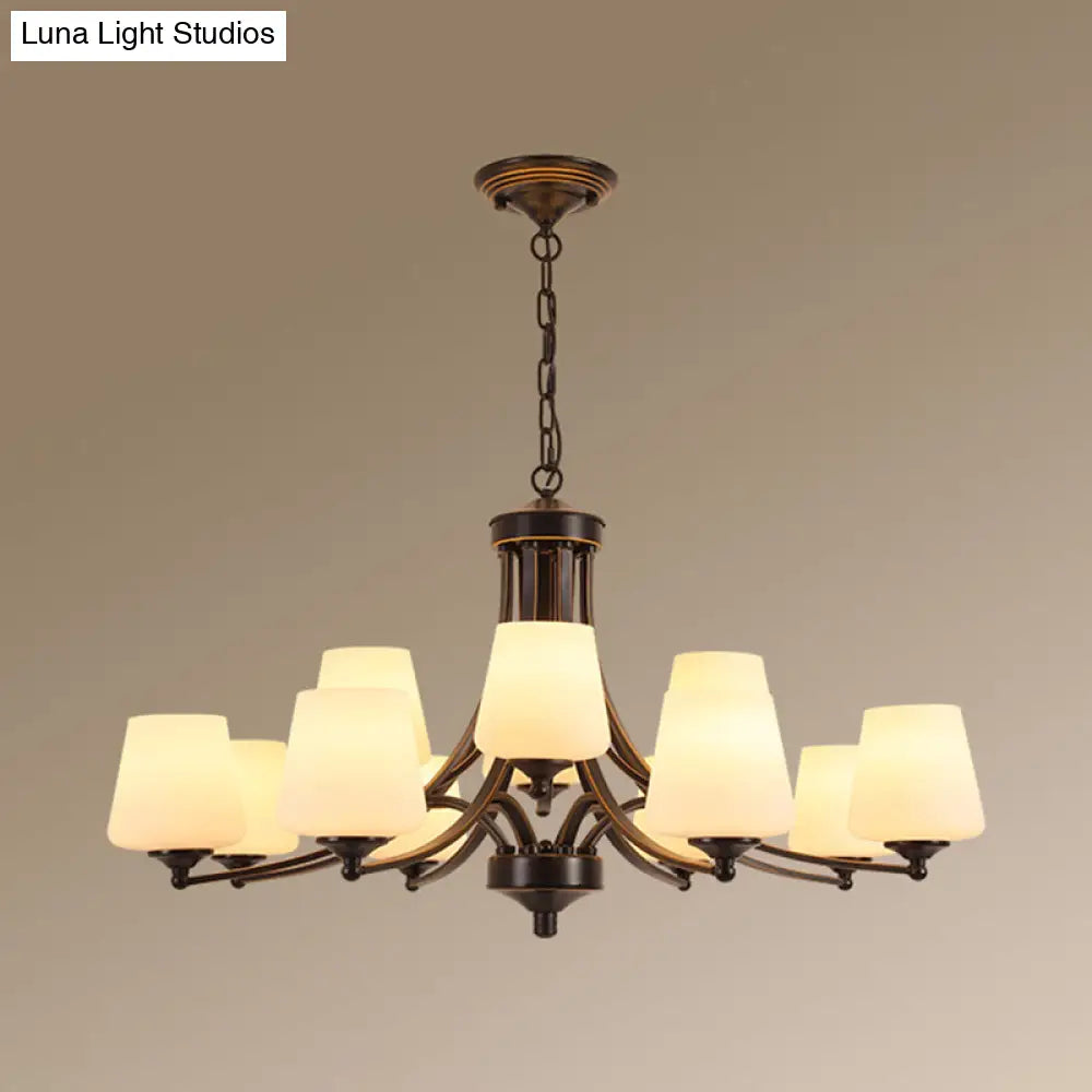 Classic Cream Glass Chandelier Pendant Light For Dining Rooms