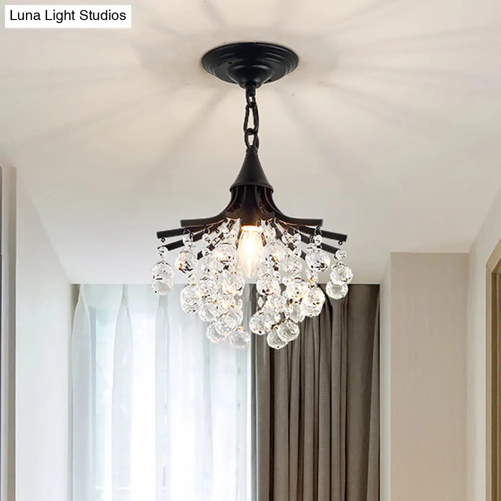 Classic Crystal Ball Pendant Light - Black/Gold Suspended Lamp Kit