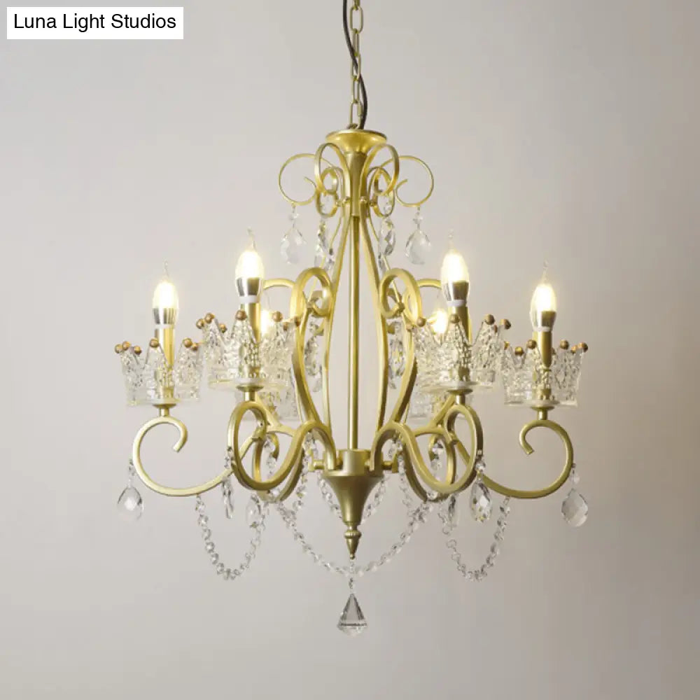 Classic Crystal Chandelier Pendant Light With Metallic Candlestick