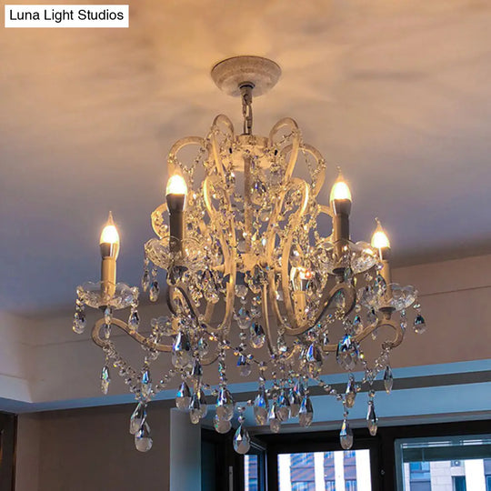 Classic Crystal Chandelier Pendant Light With Metallic Candlestick