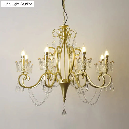 Classic Crystal Chandelier Pendant Light With Metallic Candlestick