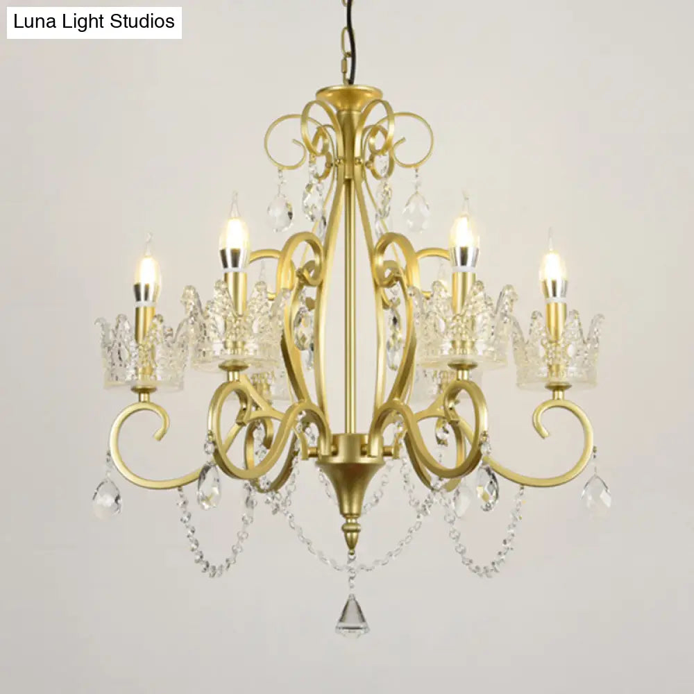 Classic Crystal Chandelier Pendant Light With Metallic Candlestick