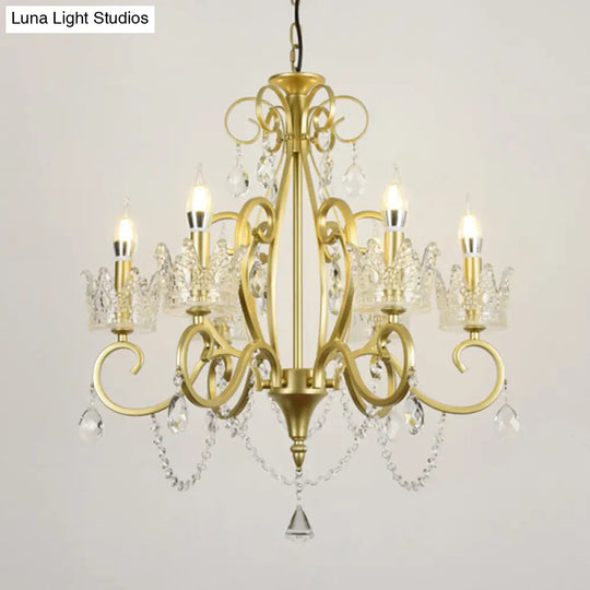 Classic Crystal Chandelier Pendant Light With Metallic Candlestick