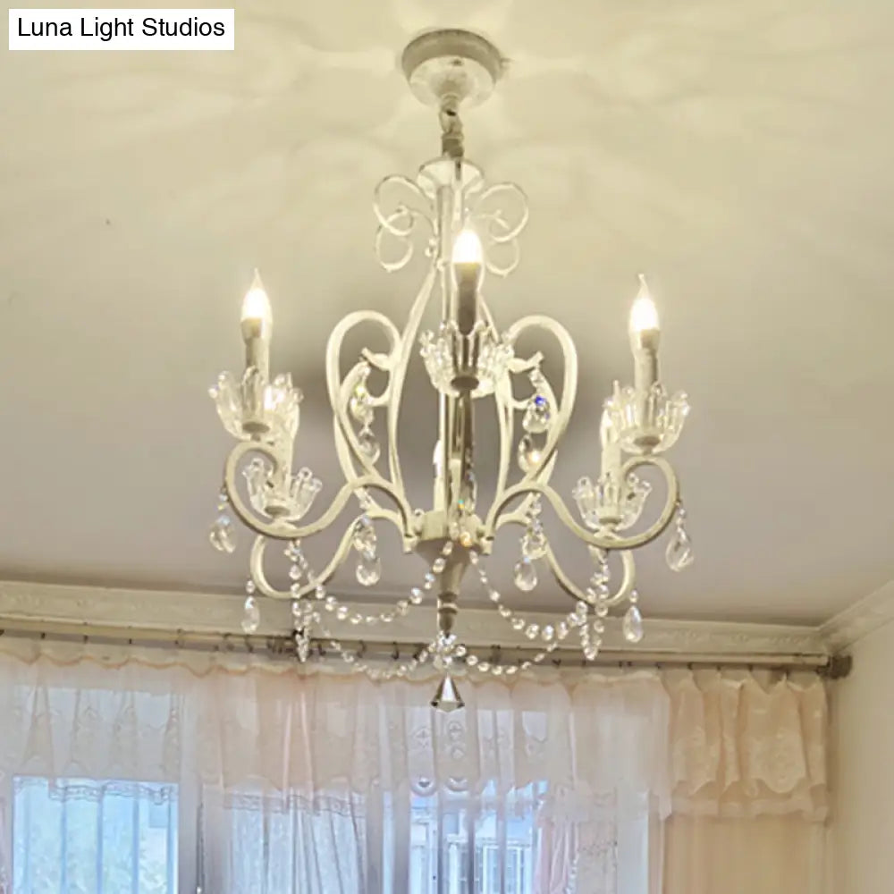 Classic Crystal Chandelier Pendant Light With Metallic Candlestick